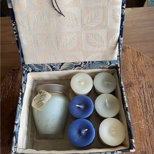 Northern lights blue and Cream Candle Set